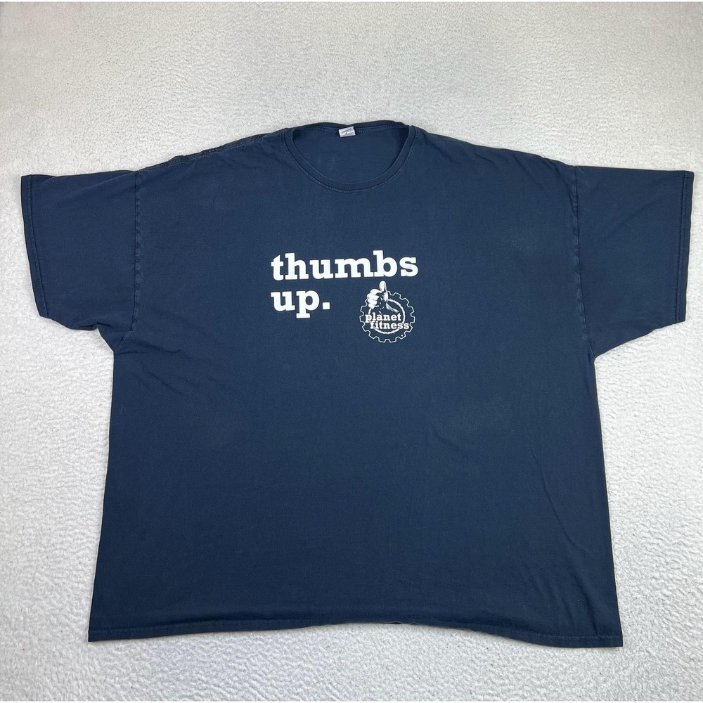 Planet Fitness Fruit Of The Loom Shirt Mens 5XL Blue Thumbs Up Graphic‎ Tee